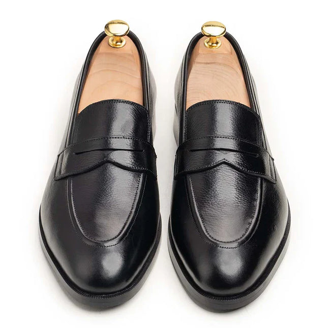 Handmade Men Black Slip On Leather Office Shoes, Moccasins Shoes, Wedding Shoes