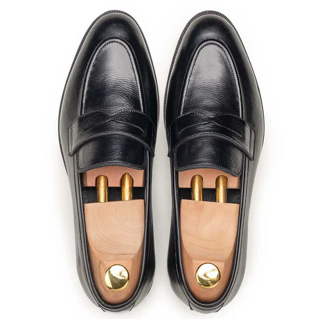 Handmade Men Black Slip On Leather Office Shoes, Moccasins Shoes, Wedding Shoes