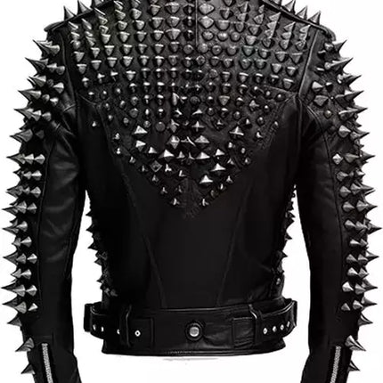 Handmade Men's Black High Studded, Spikes Motorcycle Jackets, Men Biker Jackets