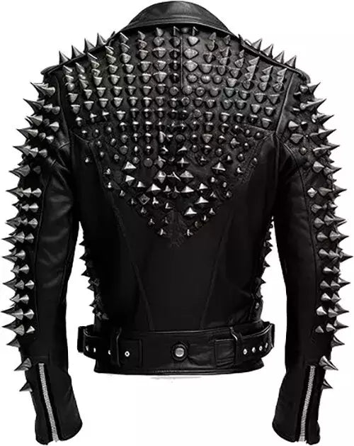 Handmade Men's Black High Studded, Spikes Motorcycle Jackets, Men Biker Jackets