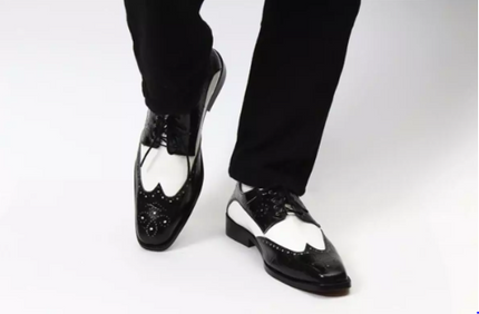 New Spectators Two Tone Lace Up Formal Shoes, Men Wingtips Brogue Leather Dress Shoes