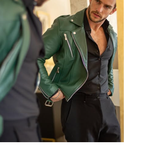 Handmade Green Leather Motorcycle Jacket, Fashion Jacket, Biker Jackets