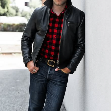 Handmade Men Black Leather Motorcycle Jacket, Fashion Jacket, Biker Jackets