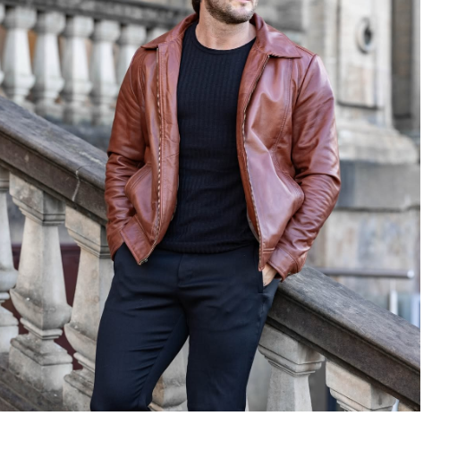 Handmade Men Tan Brown Leather Motorcycle Jacket, Fashion Jacket, Biker Jackets