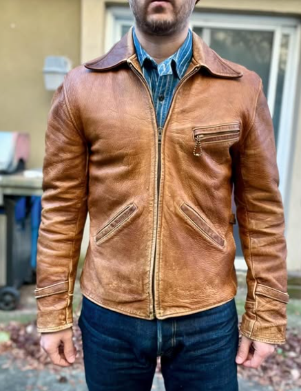 Handmade Men Tan Leather Motorcycle Jacket, Fashion Jacket, Biker Jackets