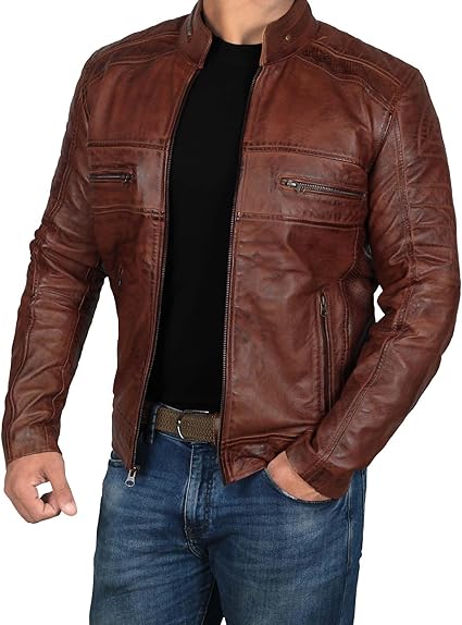 Handmade Men Brown Leather Slim Dress Jacket, Fashion Jacket, Biker Jackets