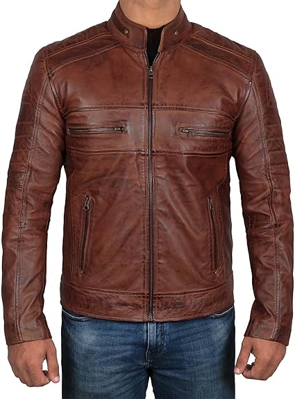 Handmade Men Brown Leather Slim Dress Jacket, Fashion Jacket, Biker Jackets