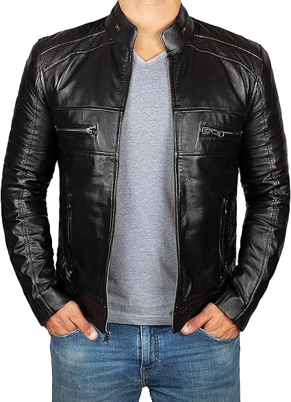 Handmade Men Black Leather Slim Dress Jacket, Fashion Jacket, Biker Jackets
