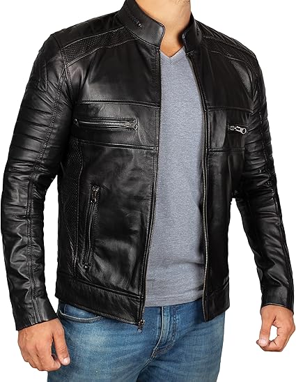 Handmade Men Black Leather Slim Dress Jacket, Fashion Jacket, Biker Jackets