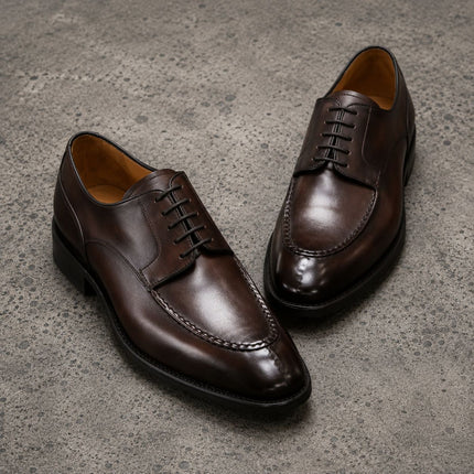 Handmade men dark brown leather lace up derby office shoes, Formal shoes for mens