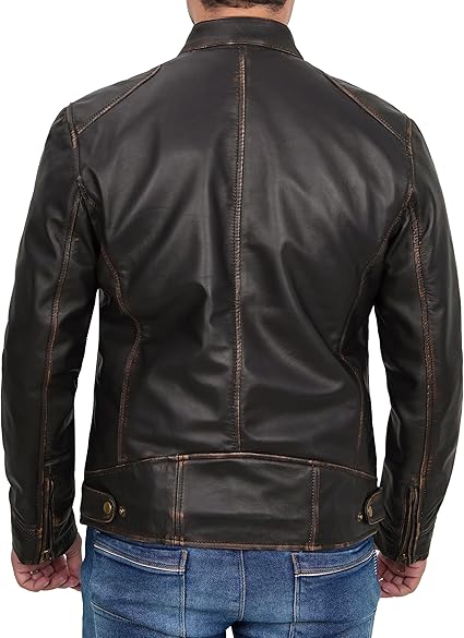 Handmade Men Rough Black Leather Slim Dress Jacket, Fashion Jacket, Biker Jacket