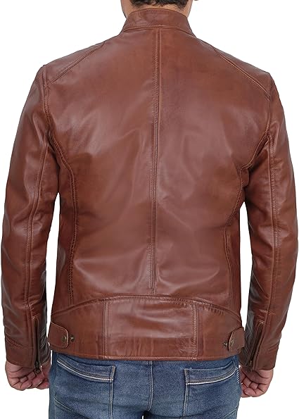 Handmade Brown Leather Men Slim Fit Dress Jacket, Fashion Jacket, Biker Jacket