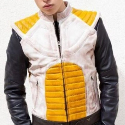 Handmade Men’s White, Black, and Yellow Jacket, Leather Jackets For Men