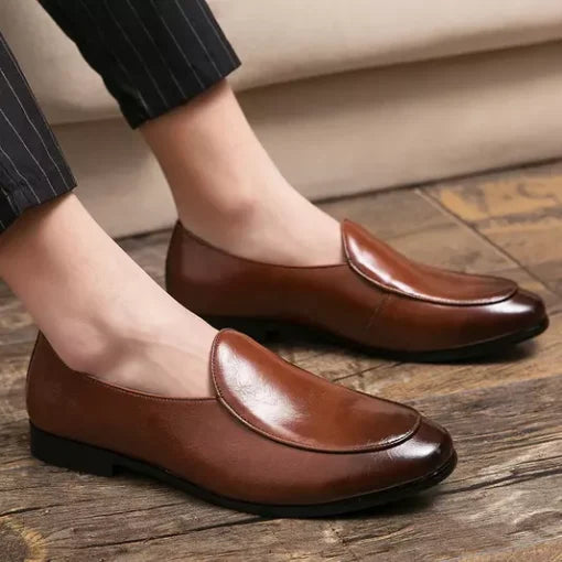Shaded Brown Leather Handmade Moccasins Loafer Dress Shoes for Men’s, Slip ons Shoes for Men