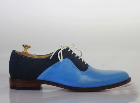New Handmade Men’s Two Tone Lace Up Formal Dress Business Shoes, Real Leather and Suede Office shoes