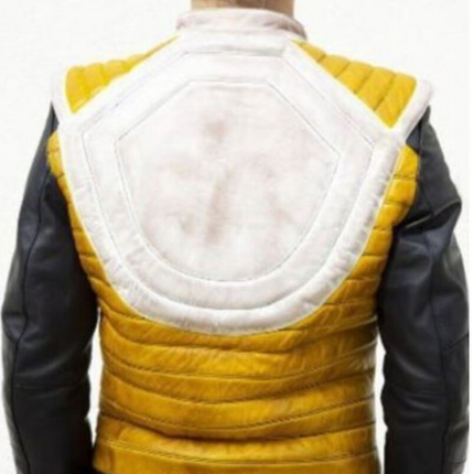 Handmade Men’s White, Black, and Yellow Jacket, Leather Jackets For Men
