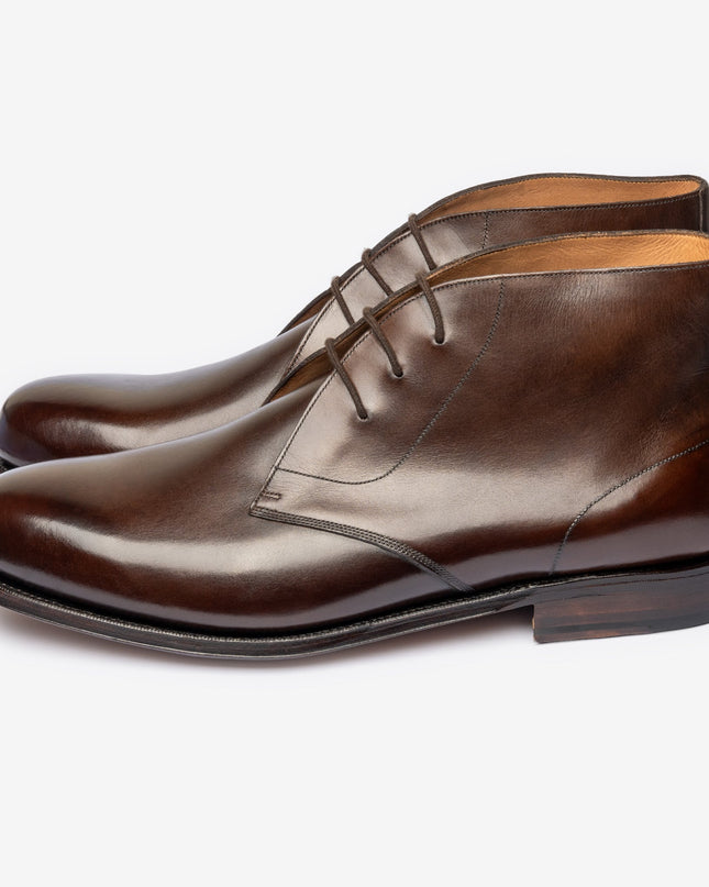 Handmade Men Dark Brown Leather Stylish Low Ankle Lace Up Chukka Dress Boots