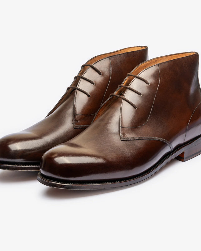 Handmade Men Dark Brown Leather Stylish Low Ankle Lace Up Chukka Dress Boots