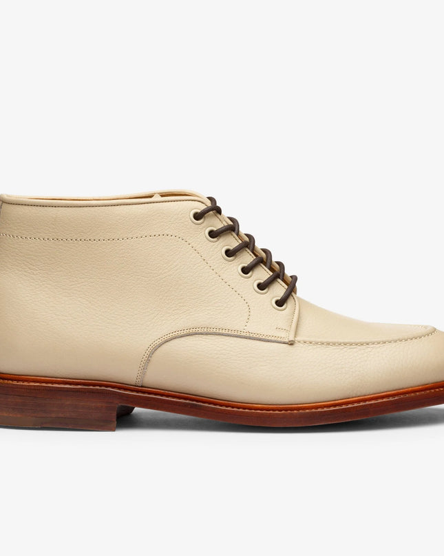 Handmade Men Beige Color Leather Stylish Low Ankle Lace Up Chukka Dress Boots