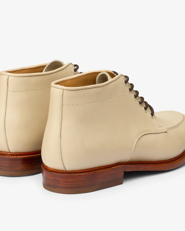 Handmade Men Beige Color Leather Stylish Low Ankle Lace Up Chukka Dress Boots