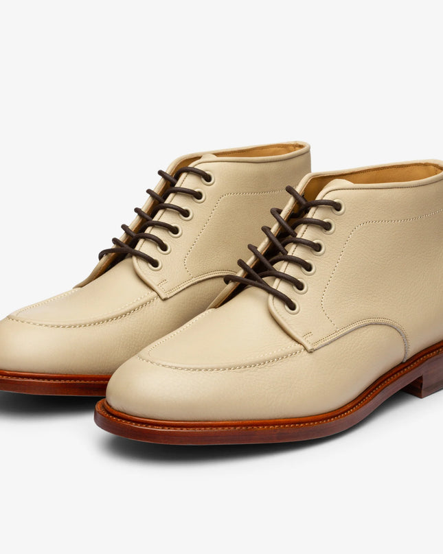 Handmade Men Beige Color Leather Stylish Low Ankle Lace Up Chukka Dress Boots
