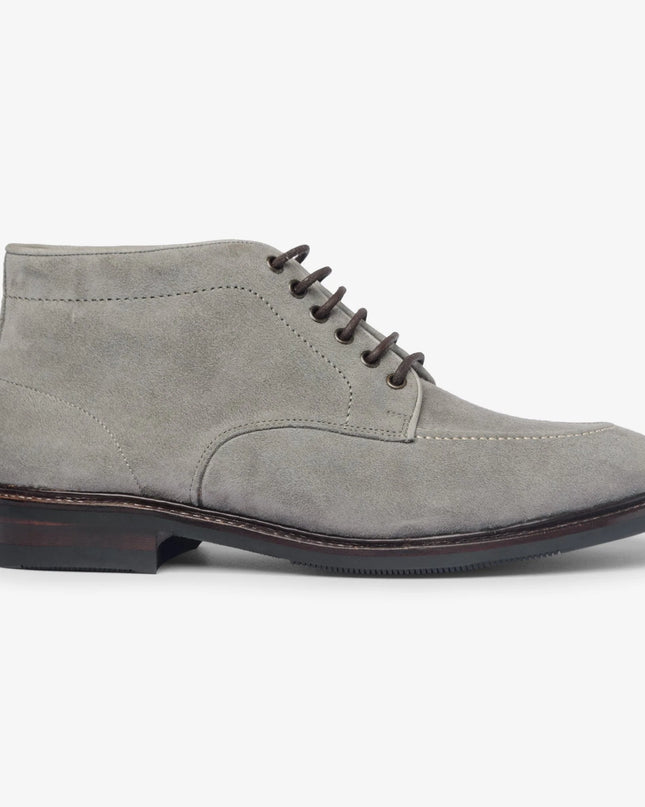 Handmade Men Suede Stylish Gray Low Ankle Lace Up Chukka Dress Boot