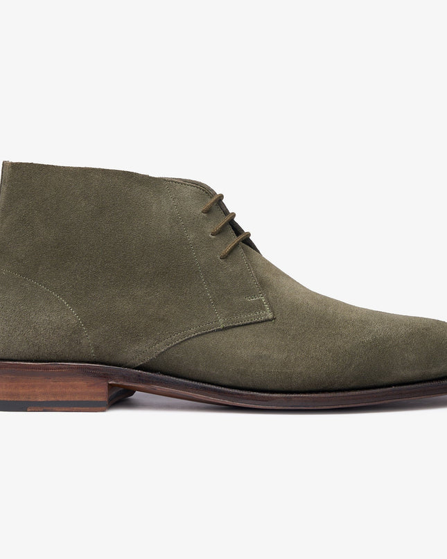 Handmade Men Suede Stylish Hunter Green Low Ankle Lace Up Chukka Dress Boot