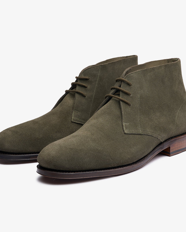 Handmade Men Suede Stylish Hunter Green Low Ankle Lace Up Chukka Dress Boot