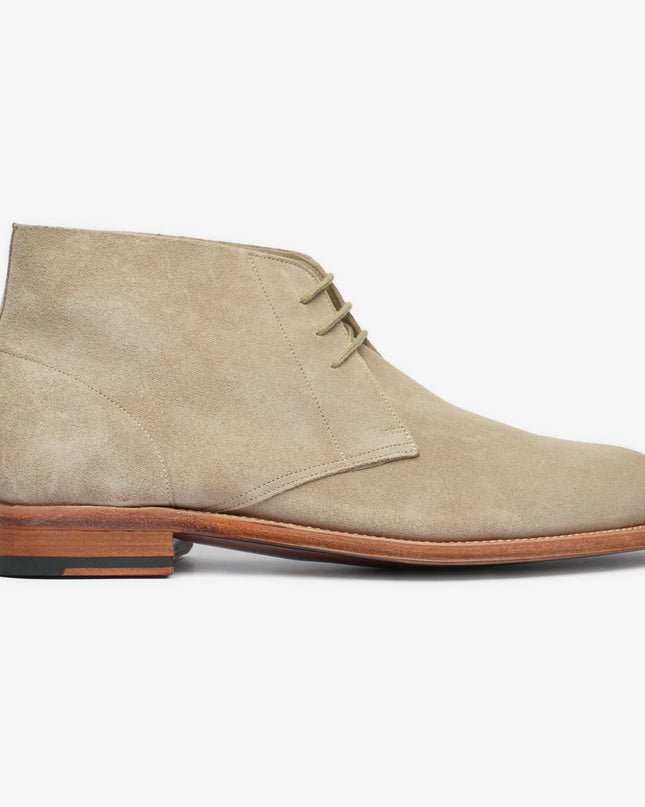 Handmade Men Suede Stylish Beige Low Ankle Lace Up Chukka Dress Boot
