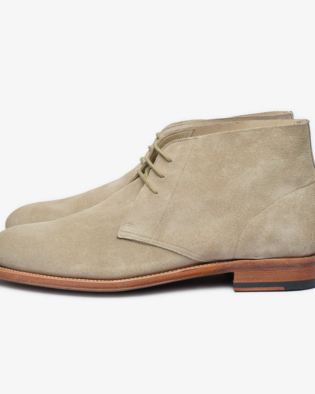 Handmade Men Suede Stylish Beige Low Ankle Lace Up Chukka Dress Boot