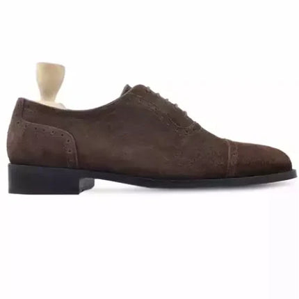 Handmade Men’s Brown Suede Oxford Dress Shoes, Men Brown Suede Formal Shoes