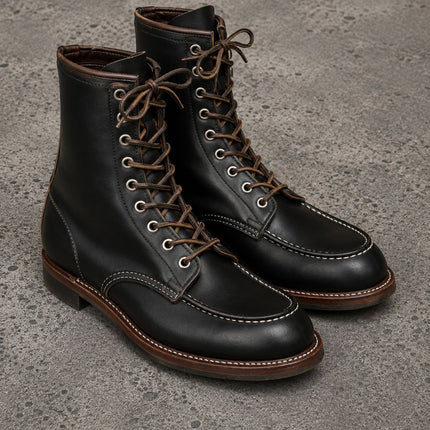 Handmade men black leather high ankle lace up biker boot, Cowboy boot for mens