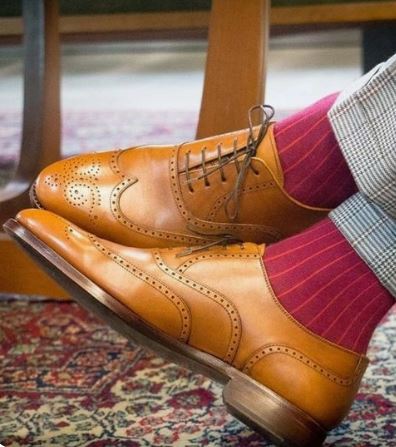 New Handmade Men’s Tan Wing Tip Brogue Lace Up Formal Dress Business Shoes, Real Leather Office shoes