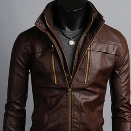 Handmade Men’s Leather Jackets Korean Style Casual Slim Fit Biker Leather Jacket