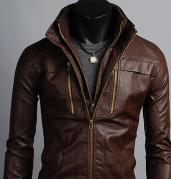 Handmade Men’s Leather Jackets Korean Style Casual Slim Fit Biker Leather Jacket