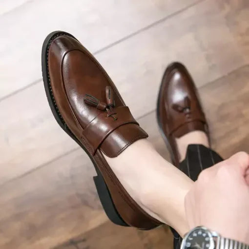 New Men’s Brown Leather Tassels Moccasins Handmade Loafer, Slip ons Shoes, Best Gift for Men
