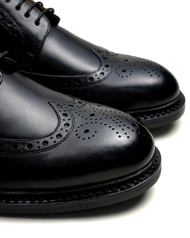 Handmade Men Black Wing Tip Lace Up Leather Derby Shoes, Brogue Office Shoes
