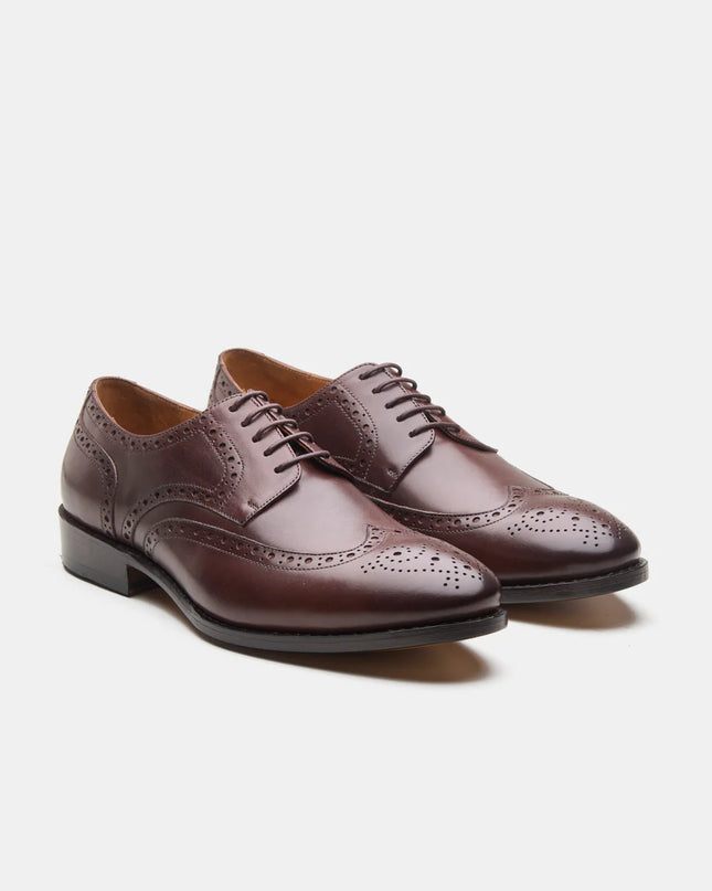 Handmade Men Wing Tip Brown Lace Up Leather Derby Shoes, Brogue Office Shoes