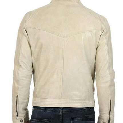 Handmade New Men’s White Jacket, Motor Biker Casual Jacket For Men