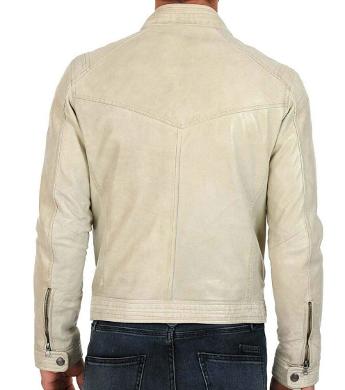 Handmade New Men’s White Jacket, Motor Biker Casual Jacket For Men