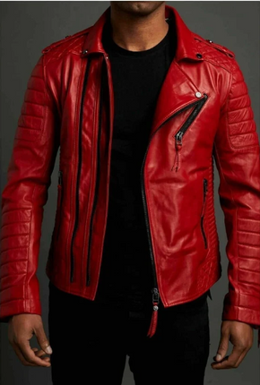 Handmade New Men’s Red Jacket Motorcycle Biker Jacket For Men
