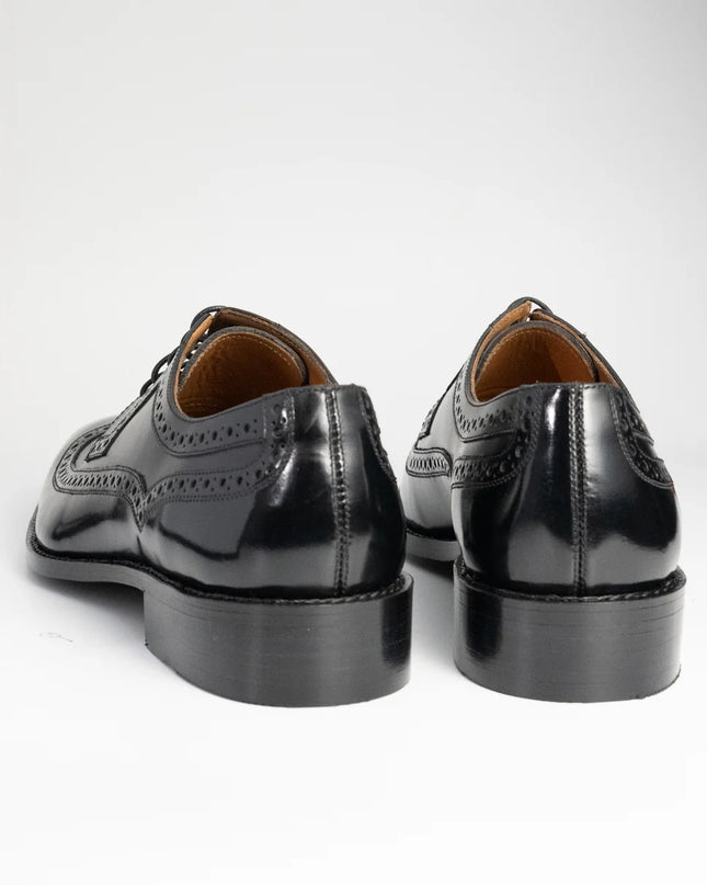Handmade Patent Black Brogue Wing Tip Lace Up Men's Leather Shoes, Wedding Shoes