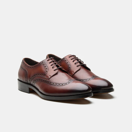 Handmade Brown Men Wing Tip Lace Up Leather Derby Shoes, Brogue Office Shoes