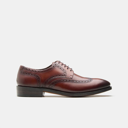 Handmade Brown Men Wing Tip Lace Up Leather Derby Shoes, Brogue Office Shoes