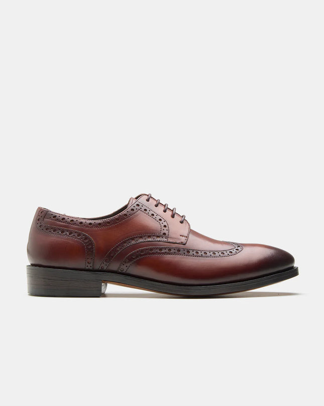 Handmade Brown Men Wing Tip Lace Up Leather Derby Shoes, Brogue Office Shoes