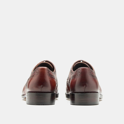 Handmade Brown Men Wing Tip Lace Up Leather Derby Shoes, Brogue Office Shoes