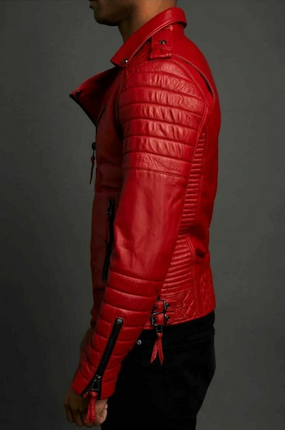 Handmade New Men’s Red Jacket Motorcycle Biker Jacket For Men