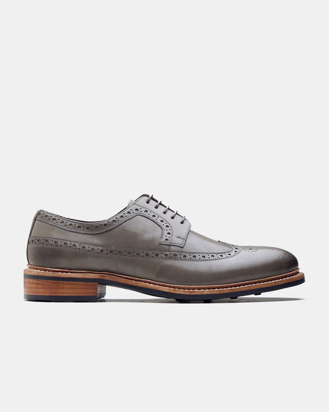 Handmade Gray Brogue Wing Tip Lace Up Men's Leather Shoes, Wedding Shoes