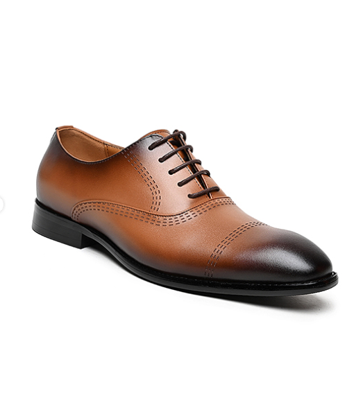 Handmade Men Tan Brown Leather Brogue Lace Up Dress Shoes, Office Shoe