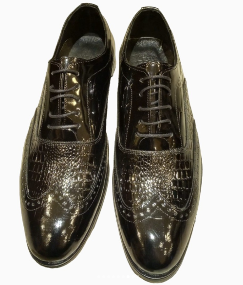 Handmade Men Black Wing Tip Lace Up Leather Brogue Dress Shoes, Party wear Shoes